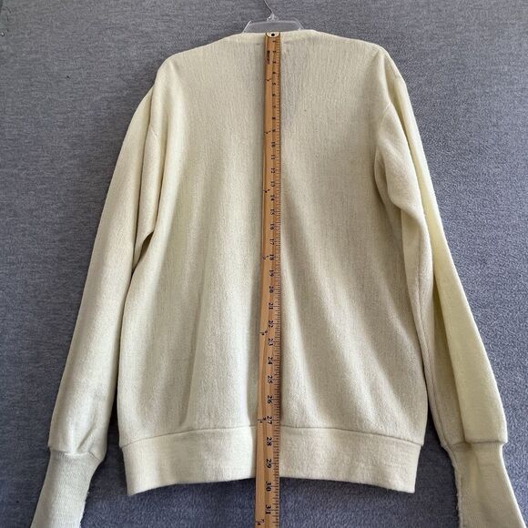 JC Penney The Fox Sweater Grandpa Cardigan Mens L Butter Yellow Vintage 60s 70s - Picture 5 of 9